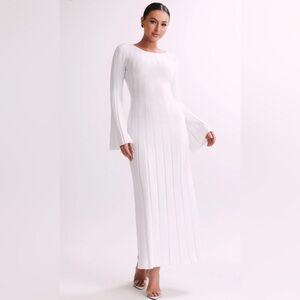 MESHKI Mabel Long Sleeve Knit Maxi Dress - White